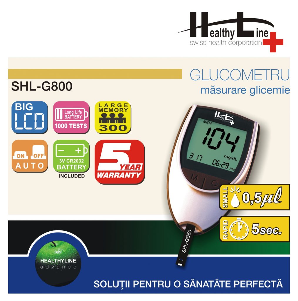 Set 2 x Teste Glicemie SHL-GS50 + Glucometru Healthy Line SHL-G800 GRATUIT -